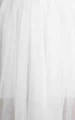 Aisha Midi Dress - Bustier Bodice Tulle Dress in White