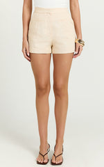 Carter Short - A Line Linen Welt Pocket Shorts in Sand
