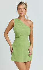 Eliana Mini Dress - Chain Back Slip Dress in Green
