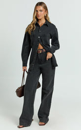 Faharra Shirt - Recycled Cotton Denim Shirt in Black
