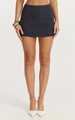 Georgie Mini Skort - Low Rise Pinstripe Skort in Dark Navy