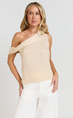Indah Top - Draped Off Shoulder Top in Ivory