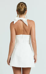 Lauren Mini Dress - Halter Scoop Neck Dress in White