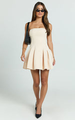 Luvy Mini Dress - Strapless Fit And Flare Dress in Cream
