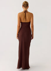 Harlyn Halter Maxi Dress - Chocolate