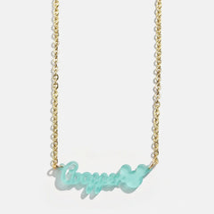 Disney Mickey Mouse Acrylic Custom Nameplate Necklace - Translucent Aqua