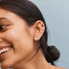 Debra 14K Gold Earrings - Round Stone
