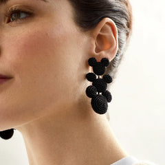 Disney Mickey Mouse Beaded Statement Earrings - Black
