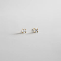 Debra 14K Gold Earrings - Round Stone