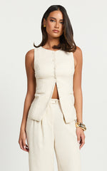 Andie Top - Crew Neck Longline Vest Top in Cream