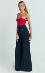 Brigitte Bodysuit - Sweetheart Paneled Bodysuit in Red