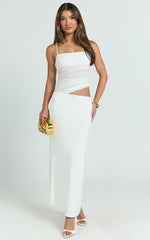 Emilla Midi Dress - Ruched Bodice Dress in Vanilla