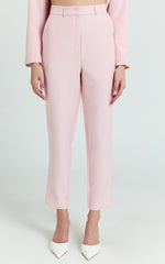 Hermie Pants - High Waisted Cropped Tailored Pants in Pale Pink