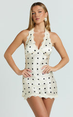 Lioness - Stars Align Mini Dress in Cream Polka