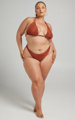 Cove Bikini Top - Thick Strap Bikini Top in Rust Lurex