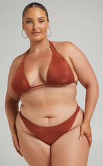 Cove Bikini Top - Thick Strap Bikini Top in Rust Lurex
