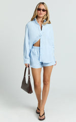 The Hunger Project x Showpo - THP Collared Button Up Long Sleeve Shirt in Blue