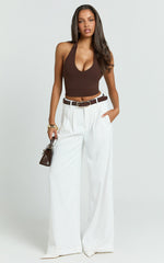 Xandria Pants - Double Pleated Wide Leg Pants in White